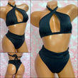 Crossover Top High Waist Set Black