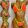 Neon Stripe Print Bikini