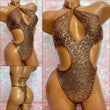 Brown Sequin Cut Out One Piece