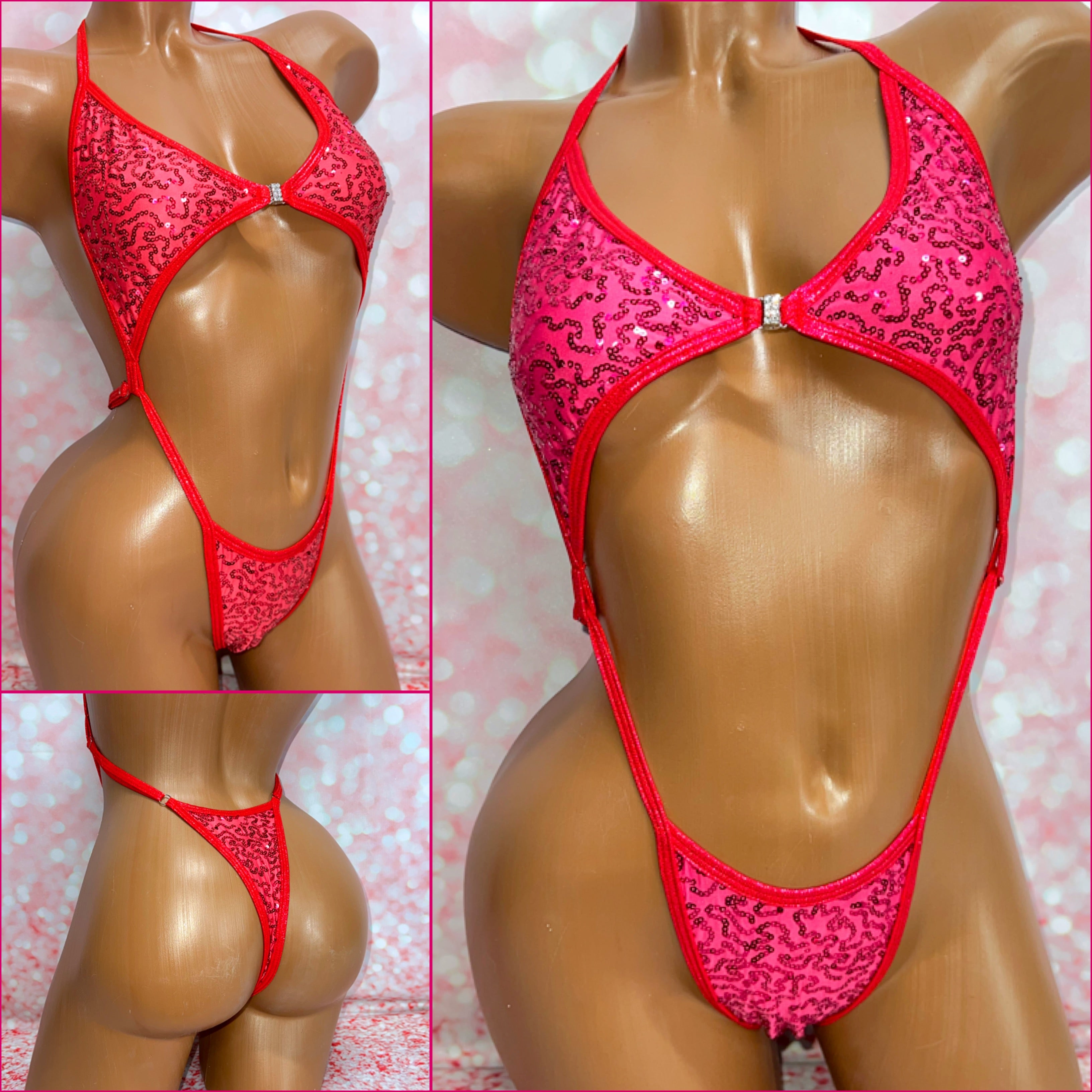 Cherry Sequin Clip Front Sling