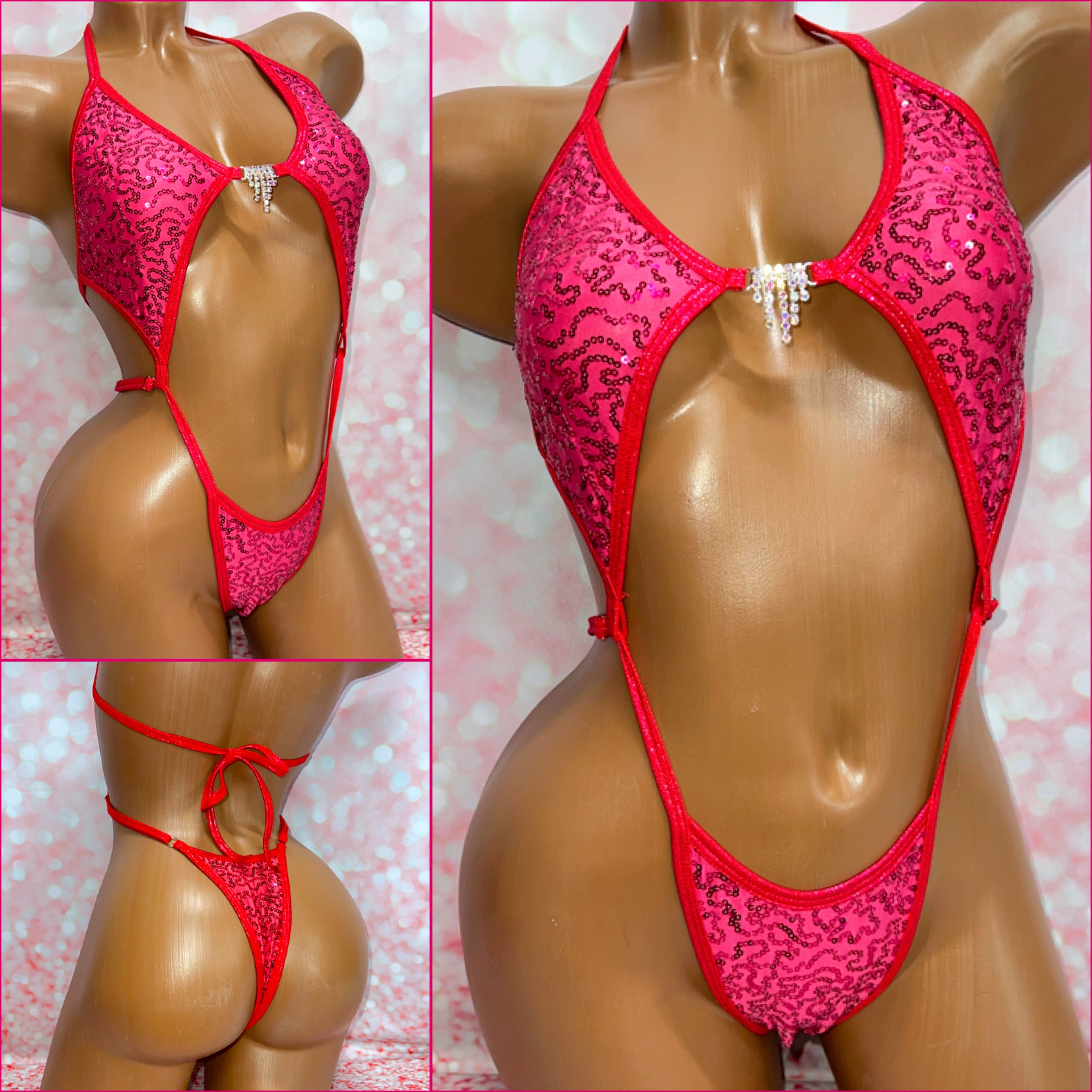 Cherry Sequin Diamond Slingshot