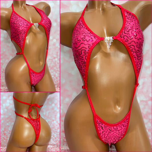 Cherry Sequin Diamond Slingshot