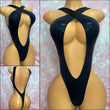 Metallic Black Cross Over One Piece