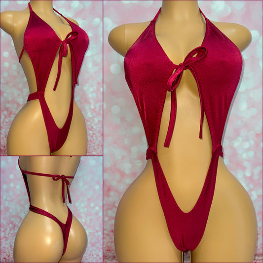 Tie Front Bodysuit Burgundy
