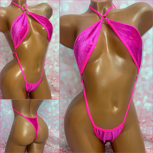 Pink Holo Velvet Choker Slingshot