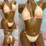 Peach Velvet Leopard Bikini