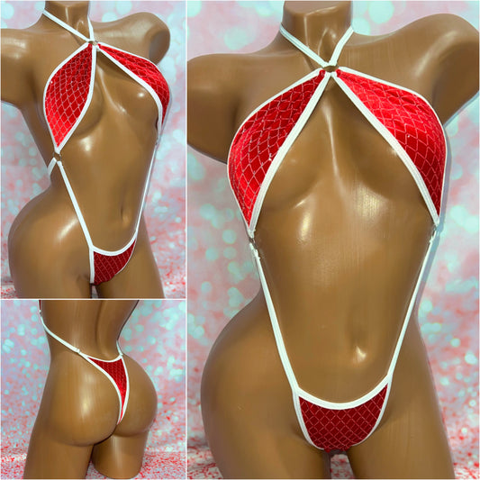 Red Glitter Velvet Choker Slingshot