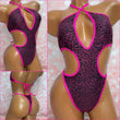 Cerise Sequin Cut Out One Piece
