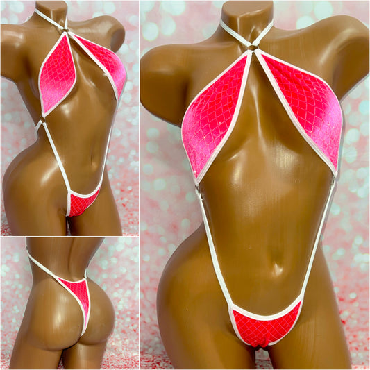 Pink Glitter Velvet Choker Slingshot