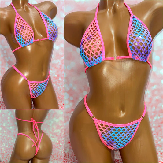 Tie Dye Diamond Mesh Bikini