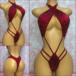 Burgundy Rhinestone Strappy Slingshot
