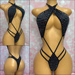 Black Rhinestone Strappy Slingshot