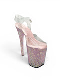Pink Champagne Rhinestone Heels TPU 8 Inch