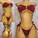 Strapless Rhinestone Bikini Burgundy