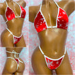 Red Snowflake Velvet Bikini