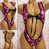 Pink Swirl Tie Front Bodysuit