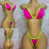 X-Tina Bikini Neon Green Pink Lycra