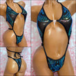 Blue Green Sequin Mesh Diamond Slingshot