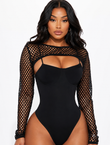 Black Fishnet Long Sleeve Crop