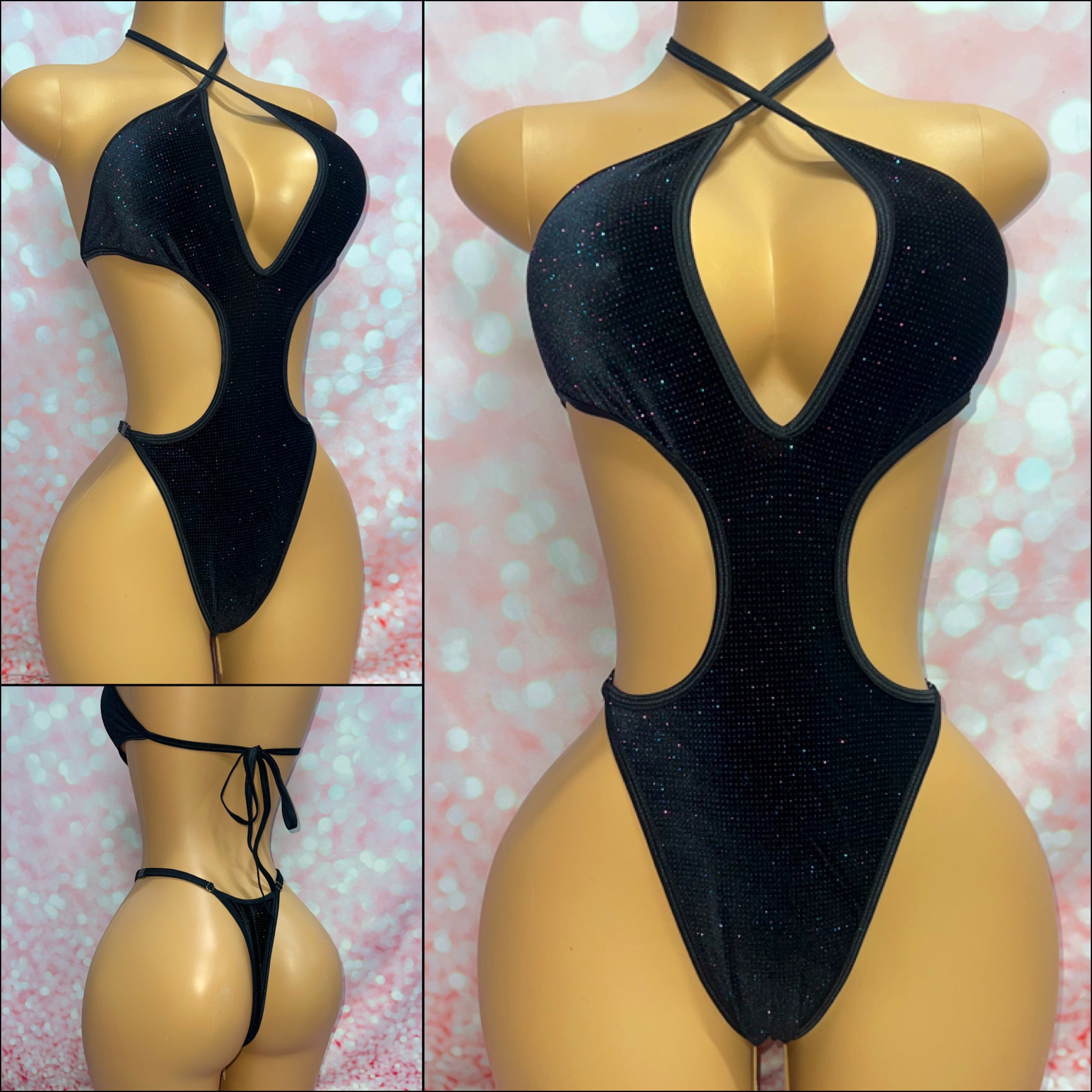 Sparkle Velvet Cut Out One Piece