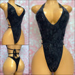 Black Sequin Mesh One Piece