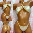 Nude Silver Holo Strapless Bikini