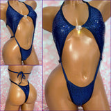 Navy Blue Sequin Diamond Slingshot