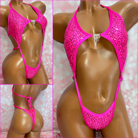Hot Pink Sequin Diamond Slingshot