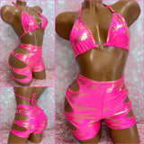 Hot Pink Camo Shorts Set