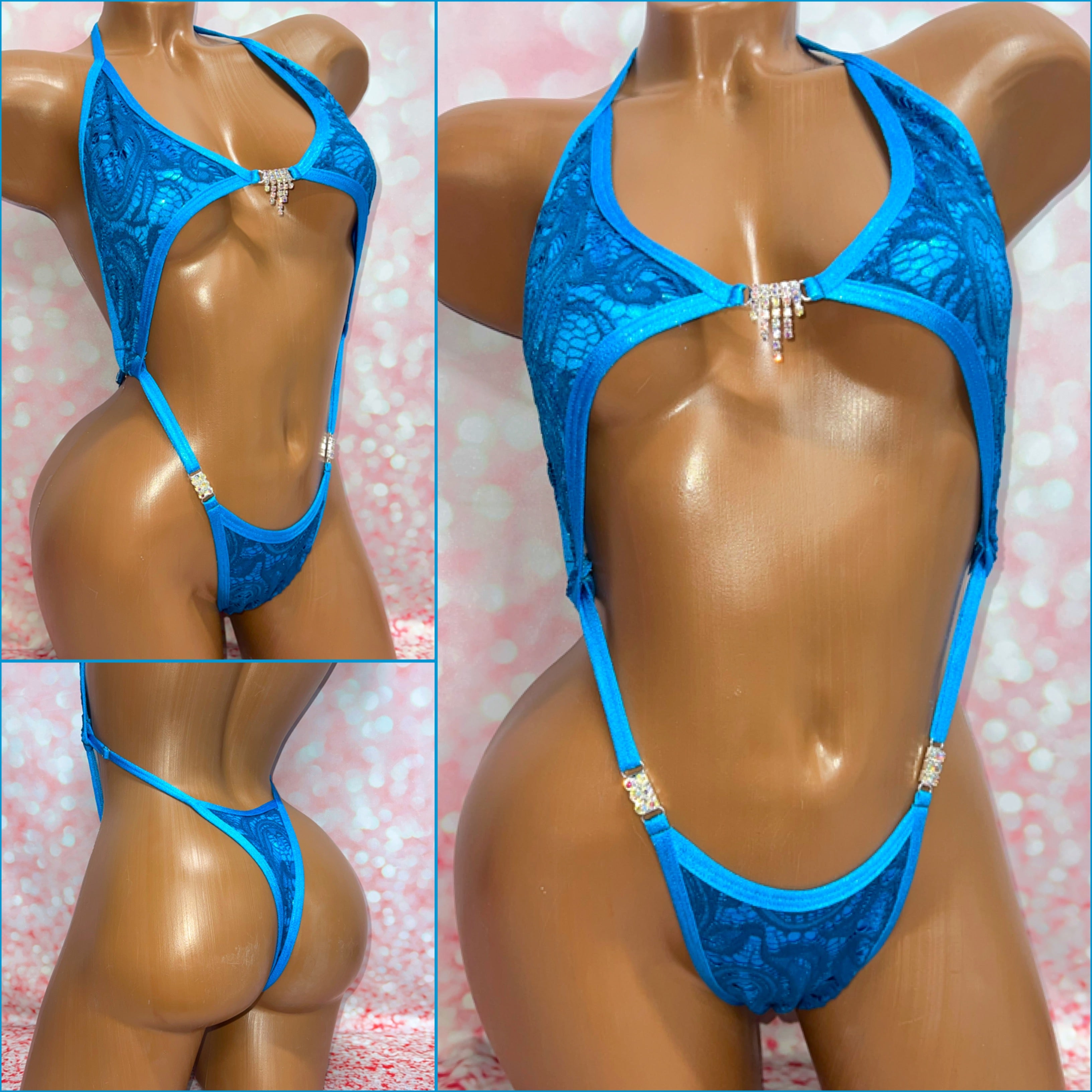 Teal Blue Lace Peekaboob
