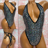 Black Silver Sequin One Piece