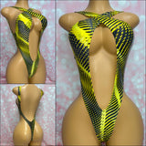 Yellow Stripe Cross Over One Piece
