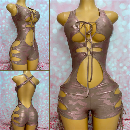 Rose Gold Camo Romper