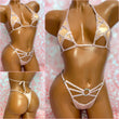 Rhinestone Cut Out Strap Bikini Prosecco