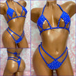 Rhinestone Cut Out Micro Bikini Royal
