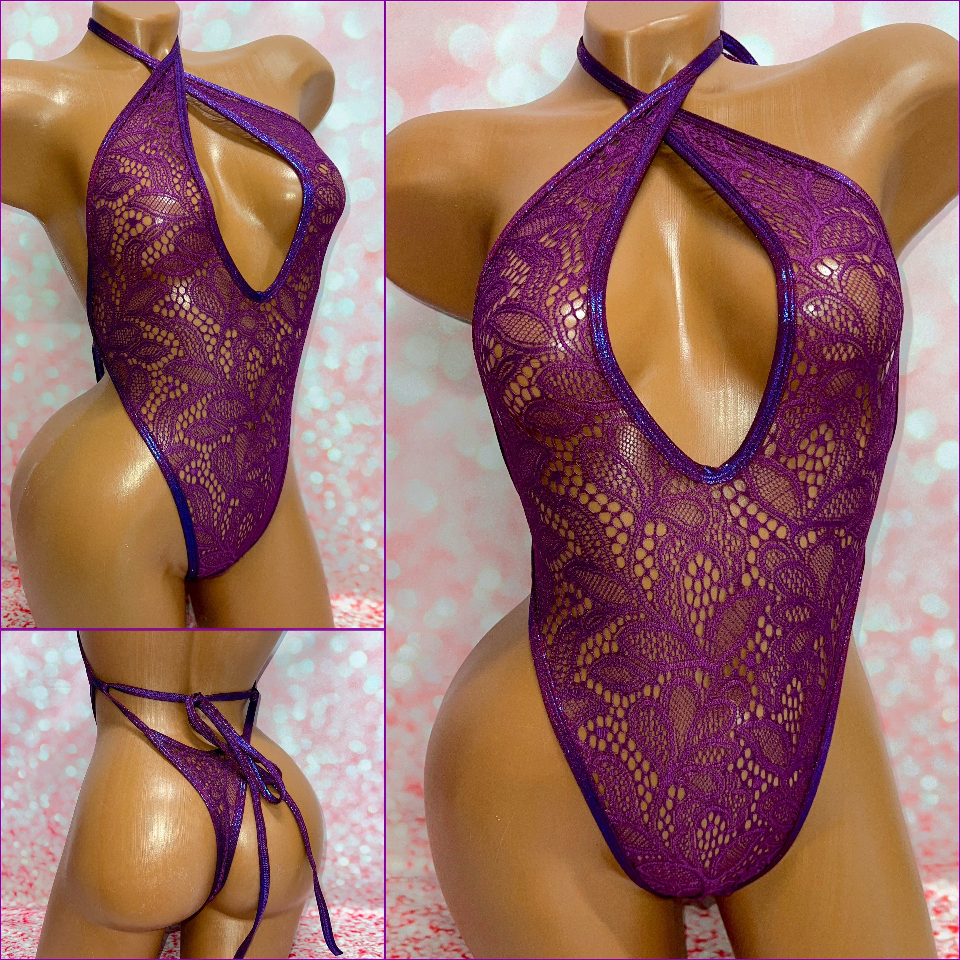 Eggplant Purple Lace One Piece