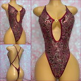 Burgundy 3D Sequin One Piece
