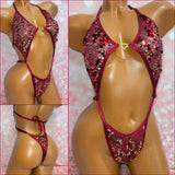 Burgundy 3D Sequin Diamond Slingshot
