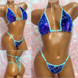Blue Sequin Velvet Bikini