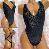 Black Glitter Leopard Adjustable One Piece