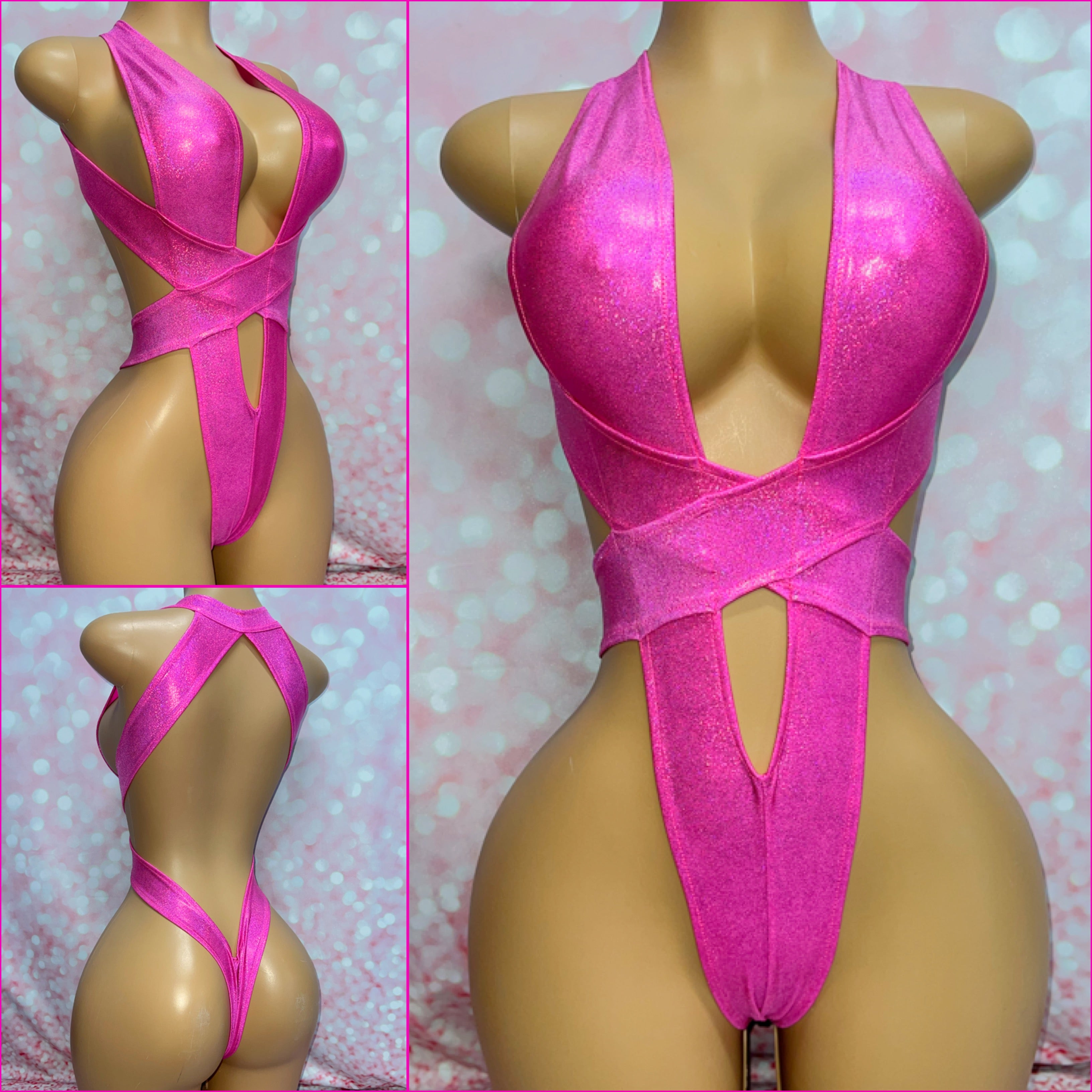 Metallic Pink Wrap Bodysuit