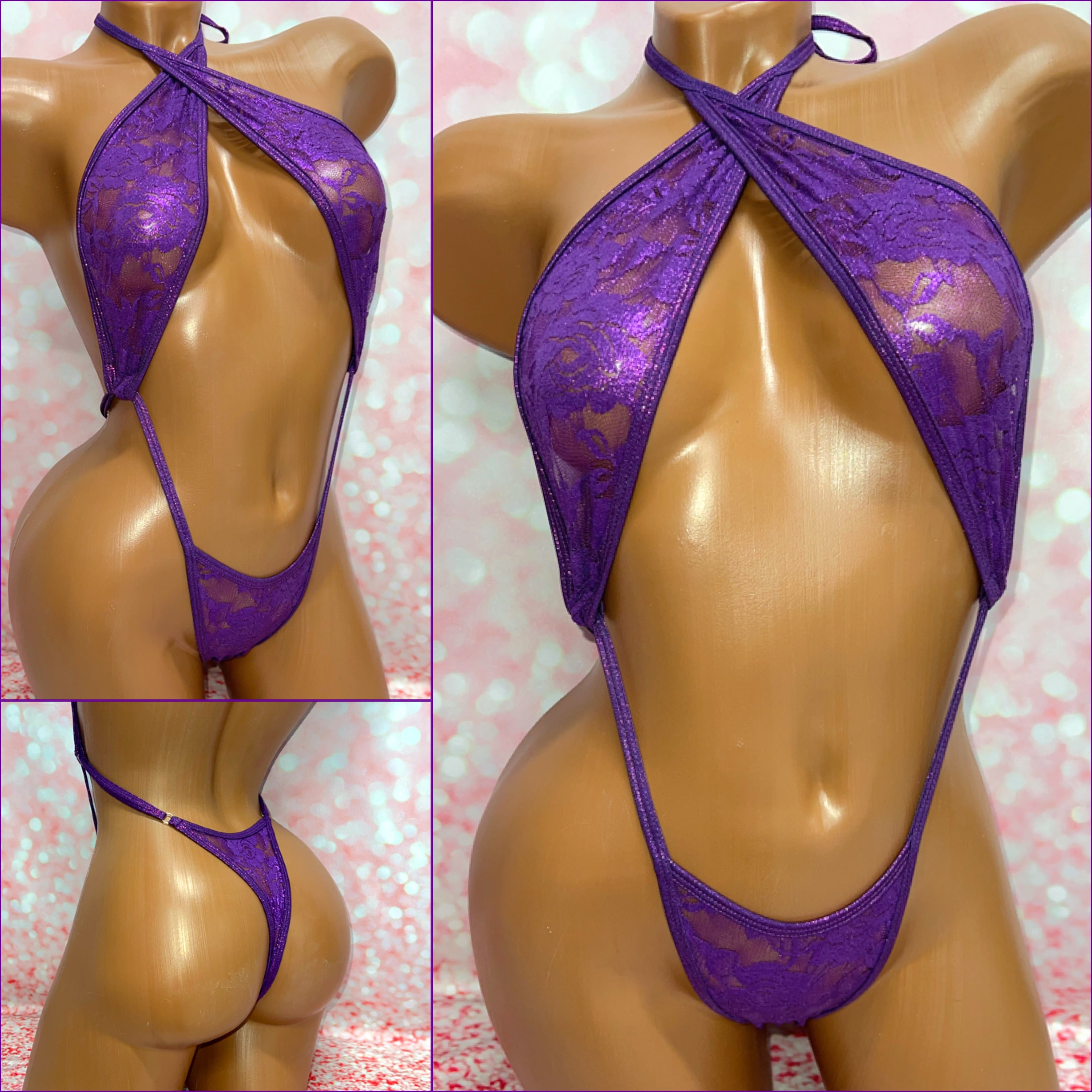 Purple Metallic Lace Slingshot