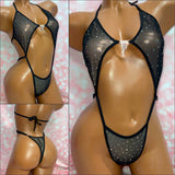 Black Sparkle Mesh Diamond Slingshot
