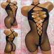 Rhinestone Fishnet Romper Black