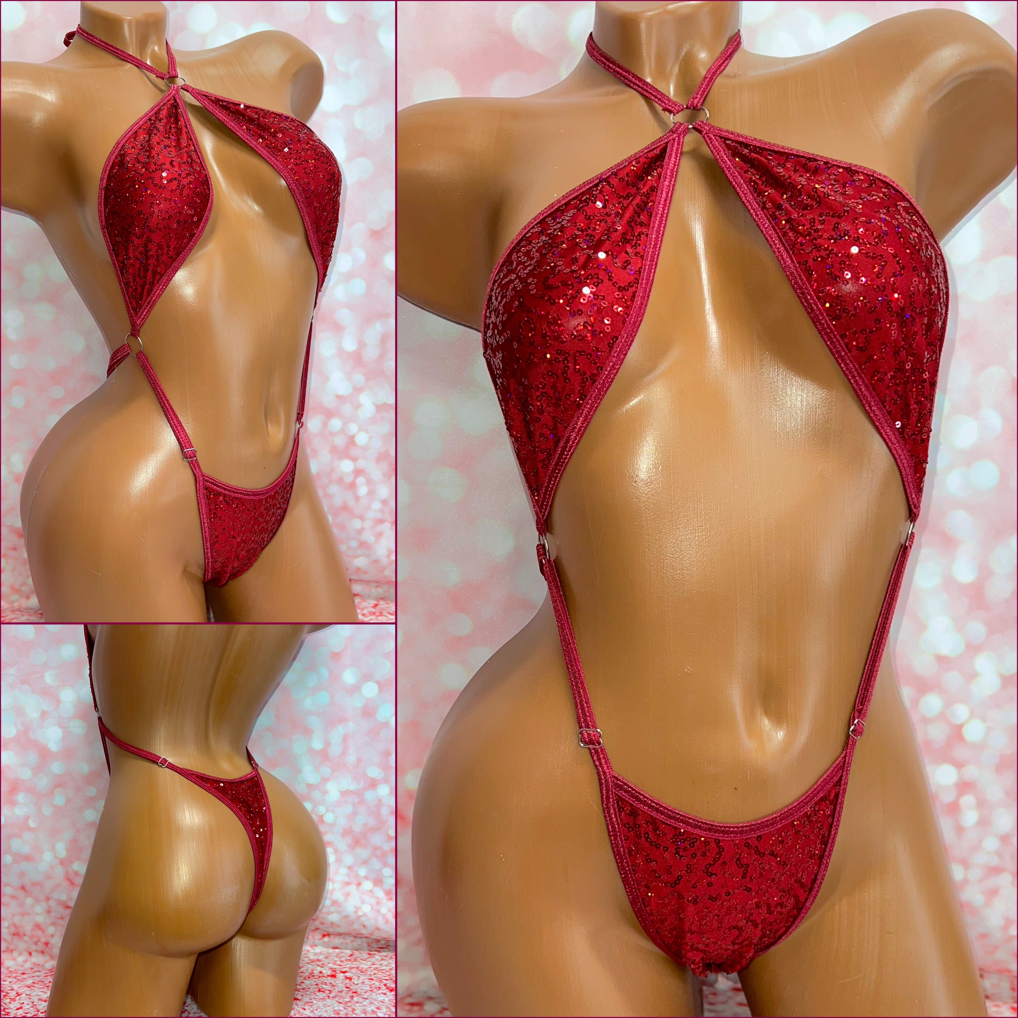 Burgundy Sequin Choker Slingshot