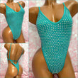 Extreme Rhinestone One Piece Green