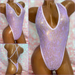 Lilac Sequin Lace Adjustable One Piece