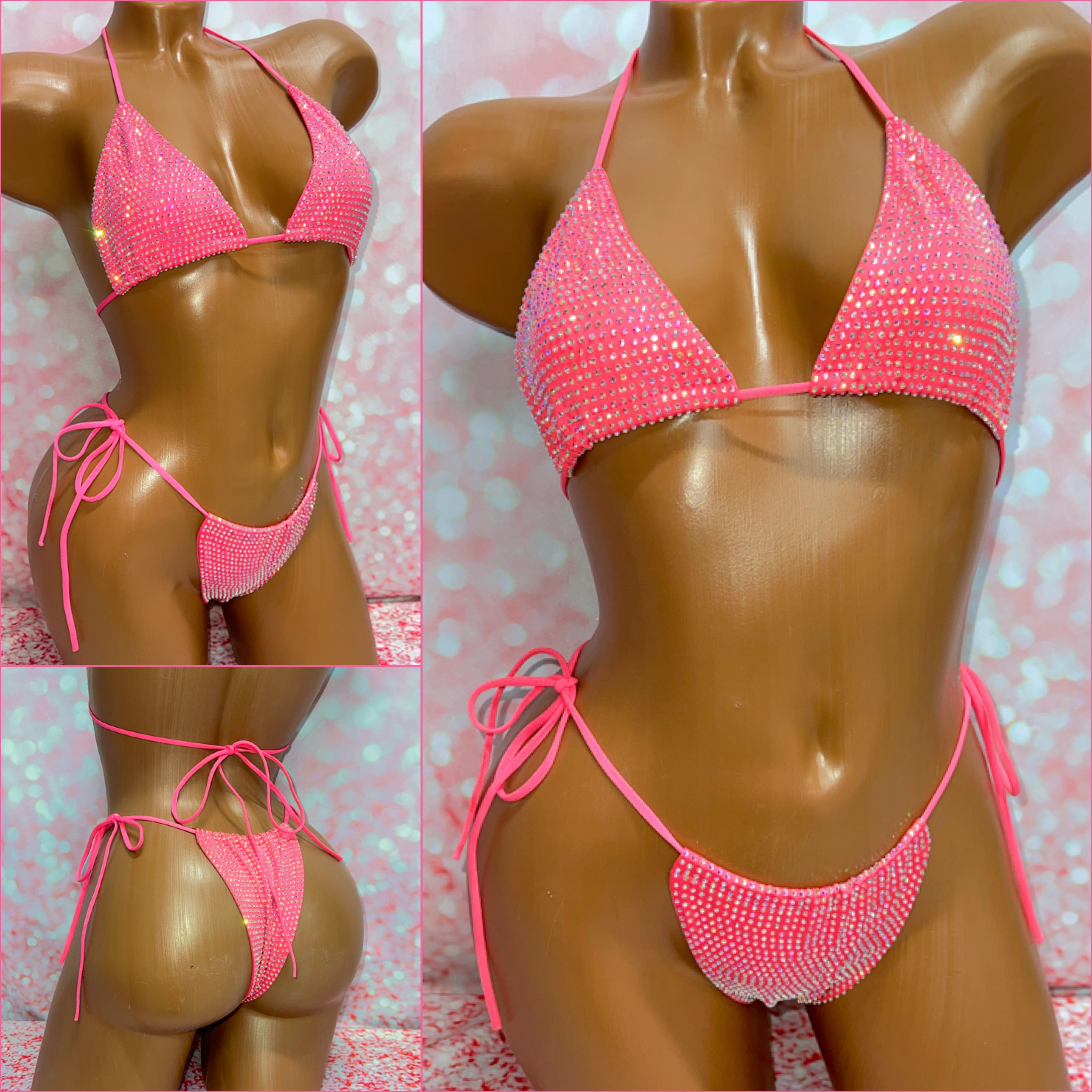 Extreme Bling Slider Bikini Dark Pink