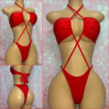Multi Way Rhinestone Bodysuit Red
