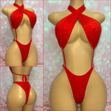 Multi Way Rhinestone Bodysuit Red